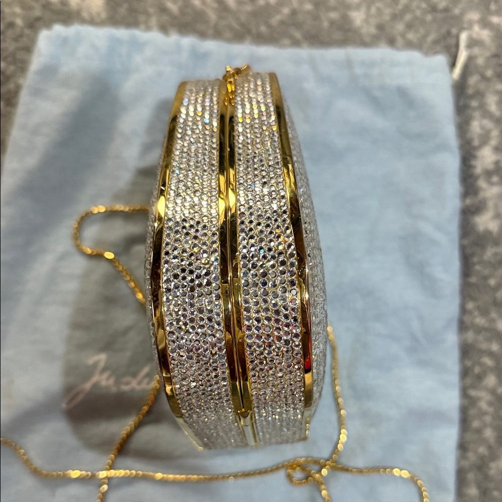Vintage Judith Leiber Swarovski Crystal-Embellished Silver and Gold Clutch - Picture 7 of 8